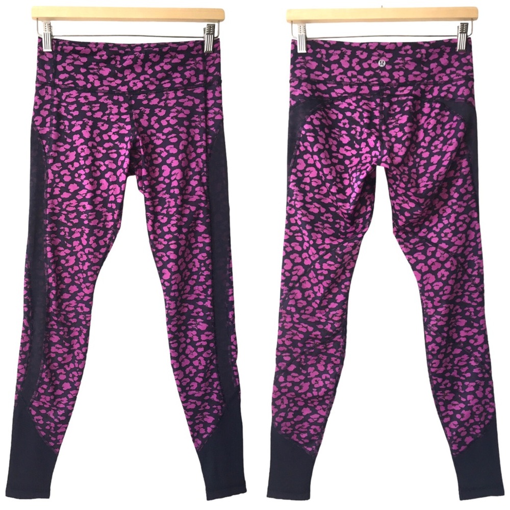 Lululemon Drop It Like It's Hot Tight Cherry Cheetah Ultra Violet Navy Blue Sz 6 - Picture 17 of 17